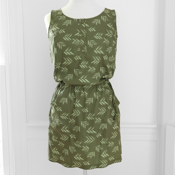 Toad&Co Forest Green Patterned Mini Dress - Picture 1 of 8